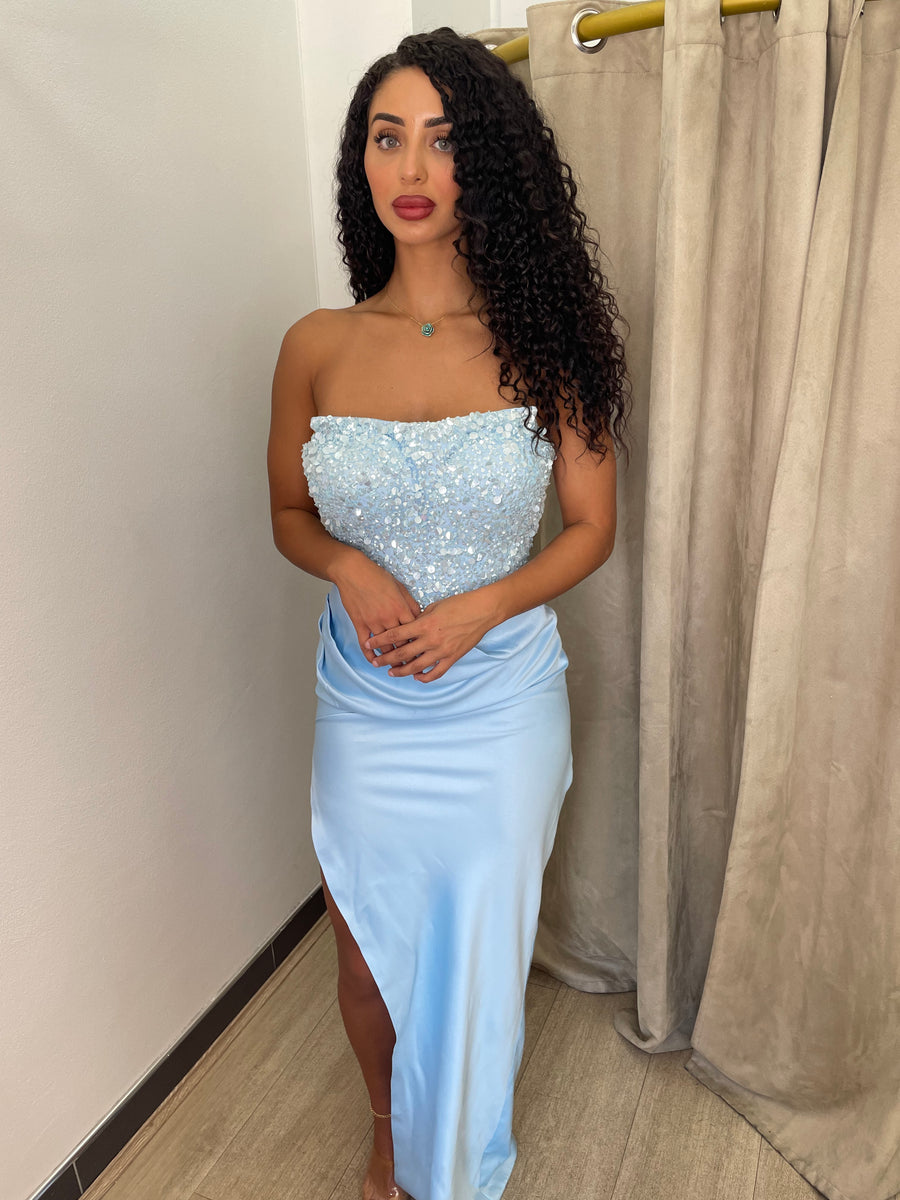 Naomi baby Blue sequin Gown SBS Dress Hire