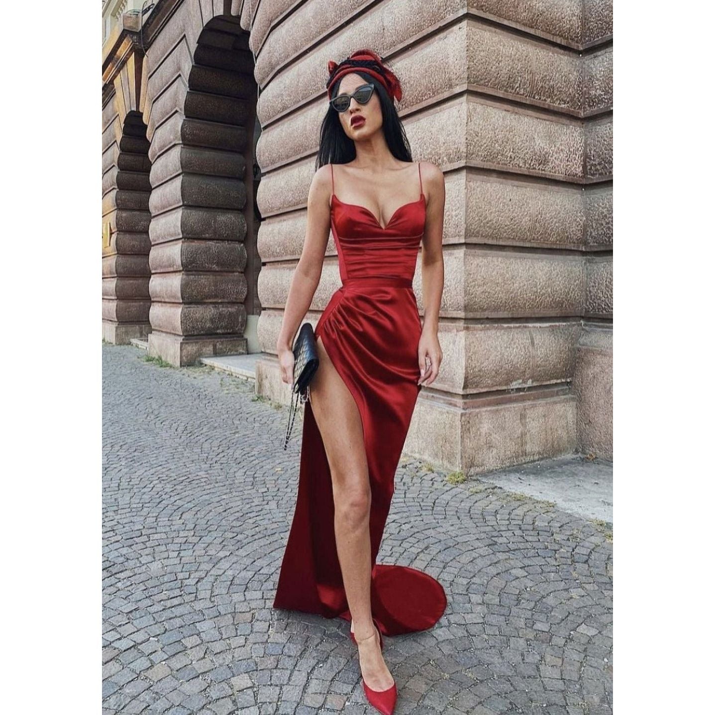 open lace back dress Lia Stublla Heart Gown – Red