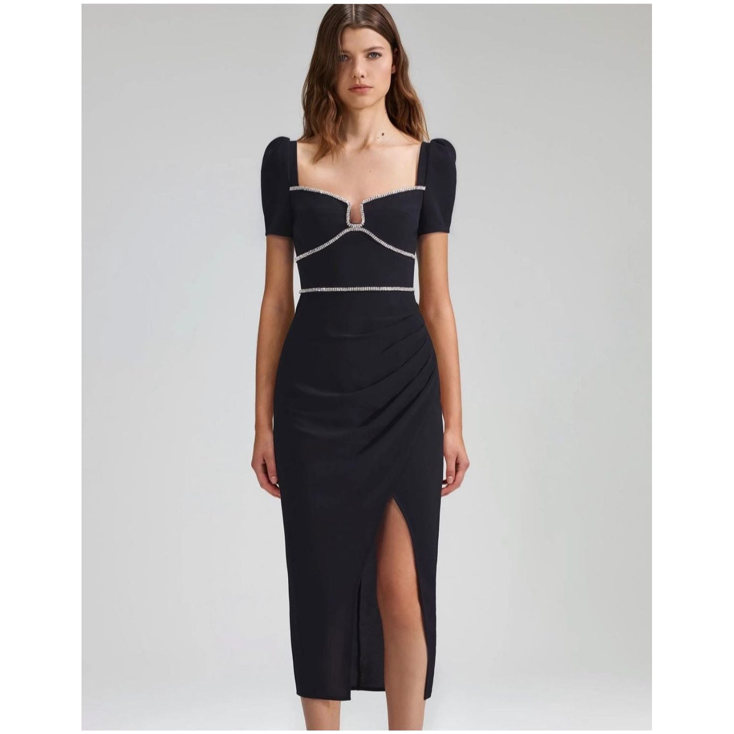 Self-Portrait Brown Midi Dress main image 1