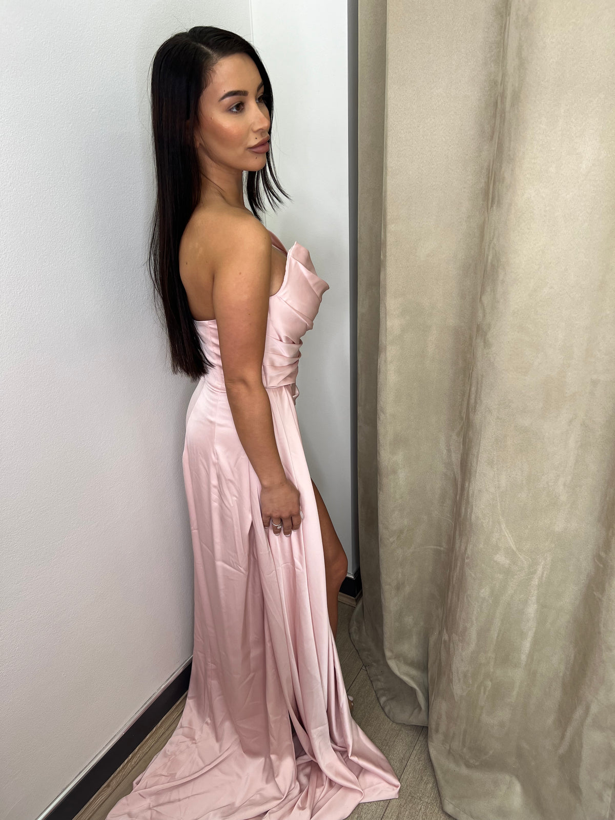 Mira Blush Pink High Split Gown
