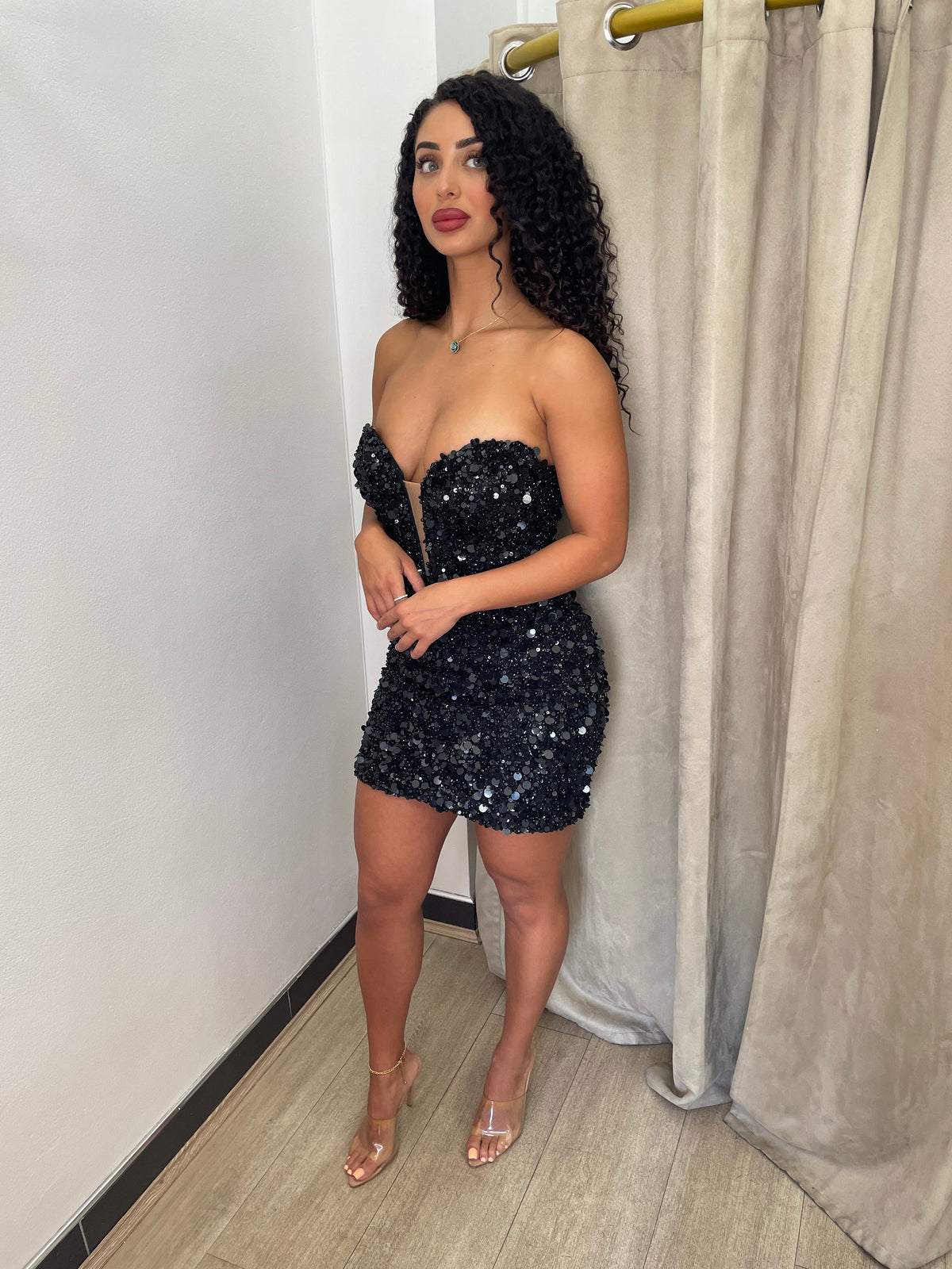 Amelia Black Sequin Mini Dress