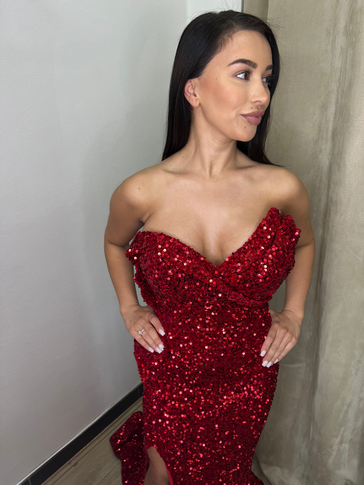 Portia Embellished Red Dress