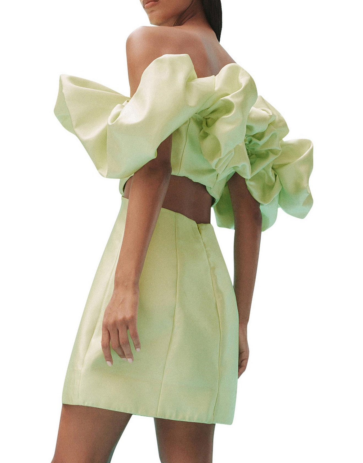 Alemais Suzi Green Off Shoulder Mini Dress