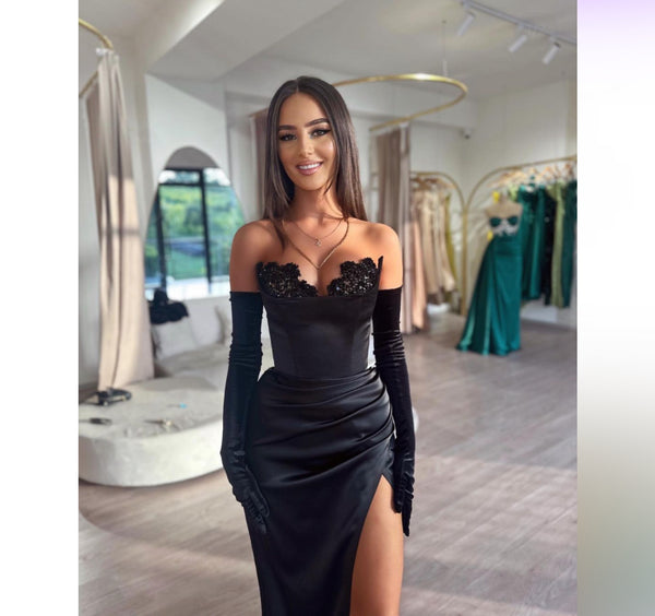 Catalina Black Embellished Gown