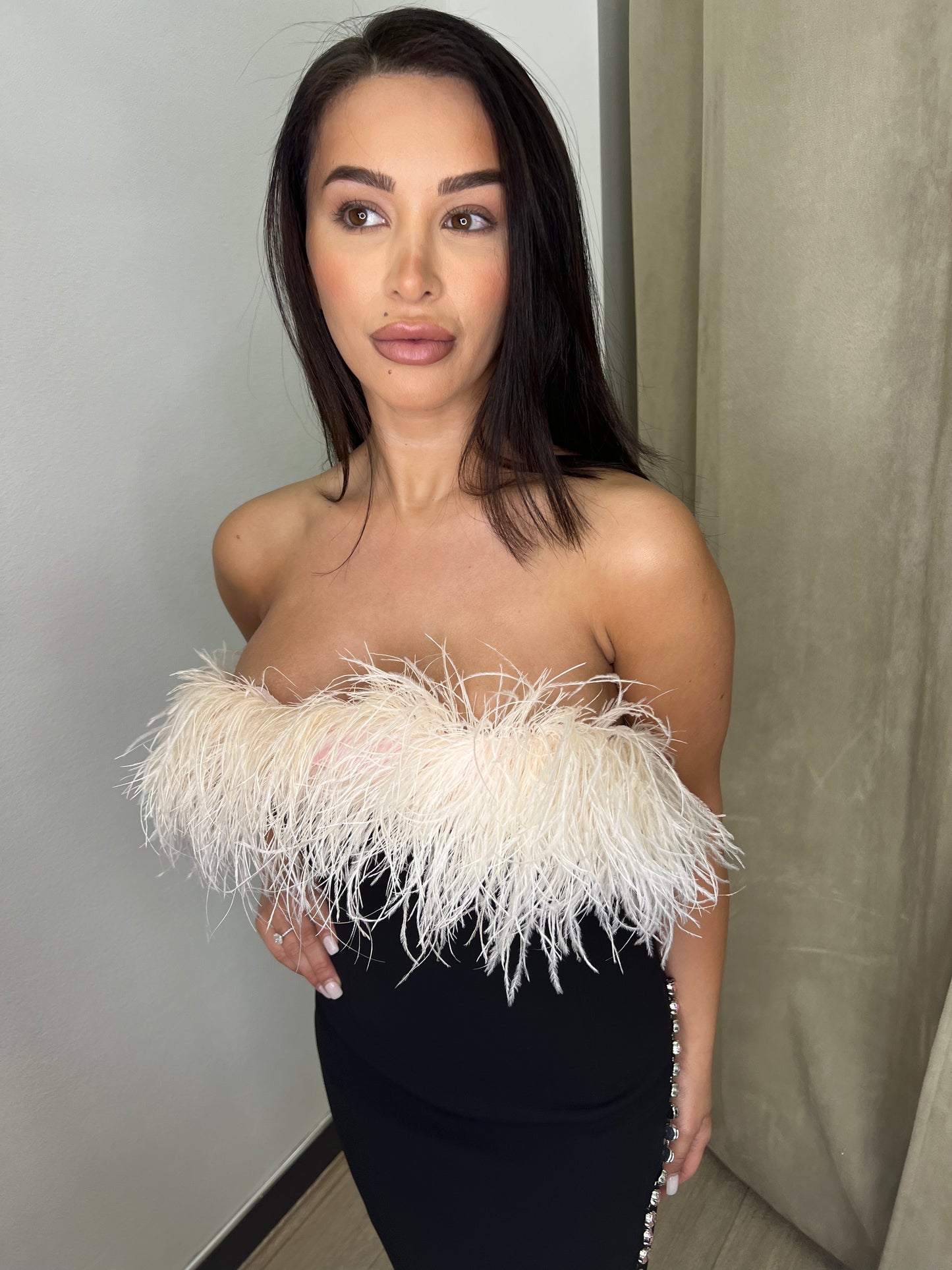 Self Portrait Feathered Mini Dress - Black