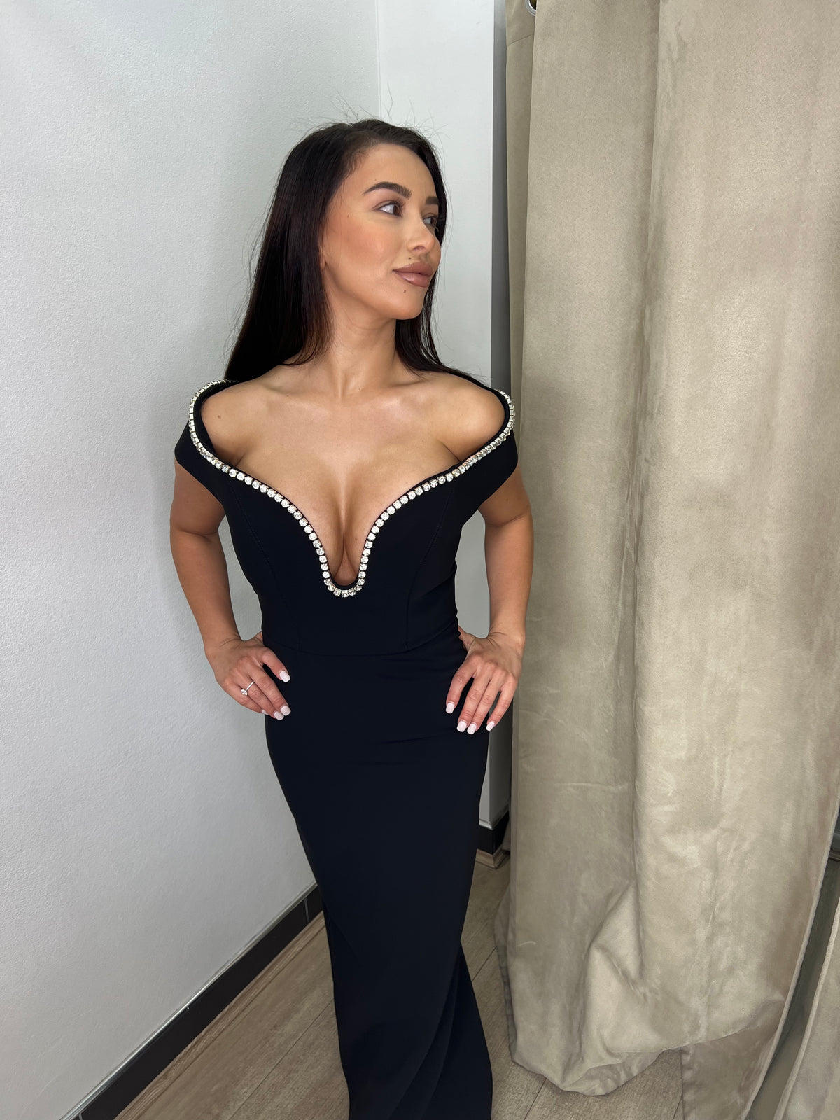 Valentina Black Crystal Gown