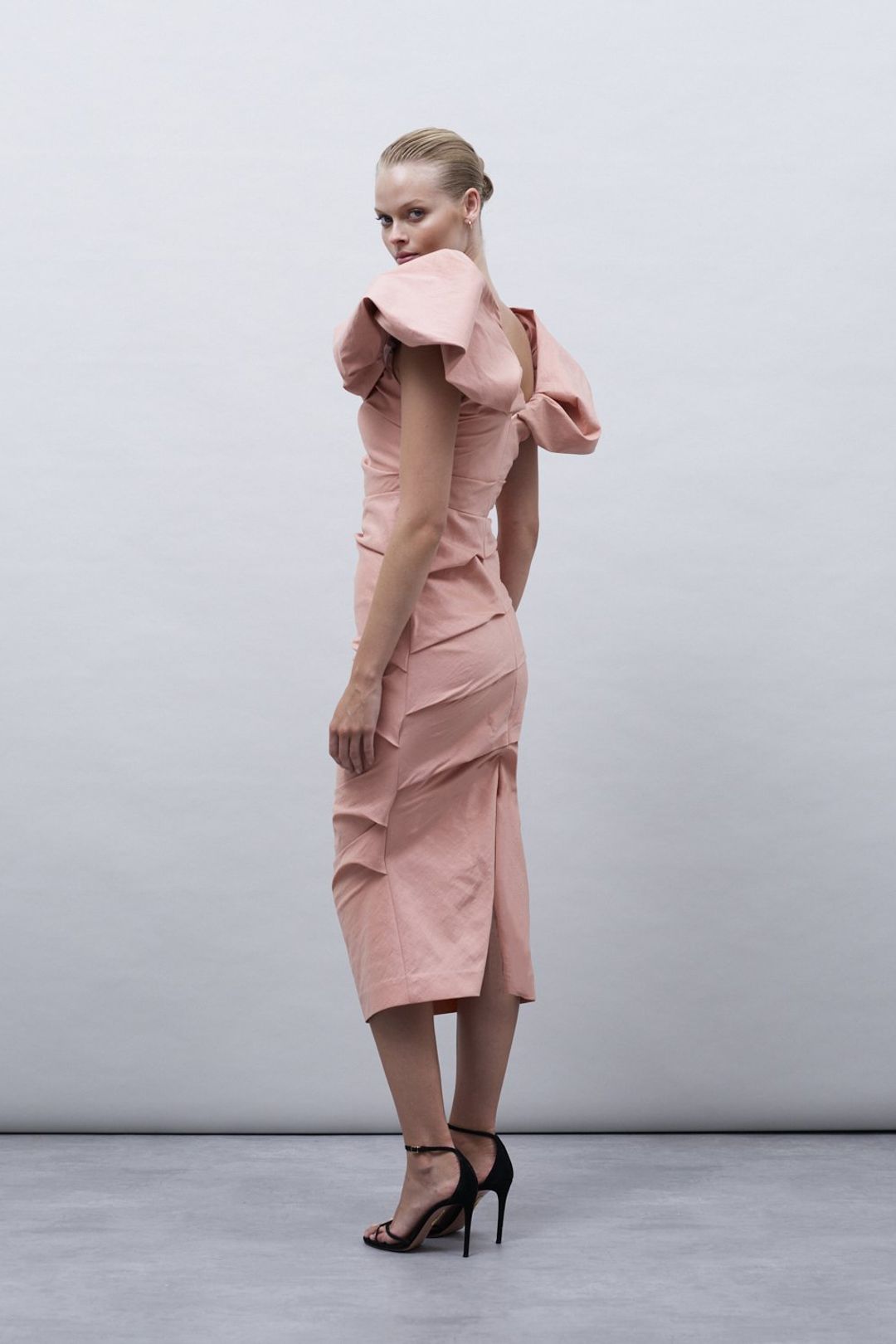 Rachel Gilbert Frey Midi Dress - Peach