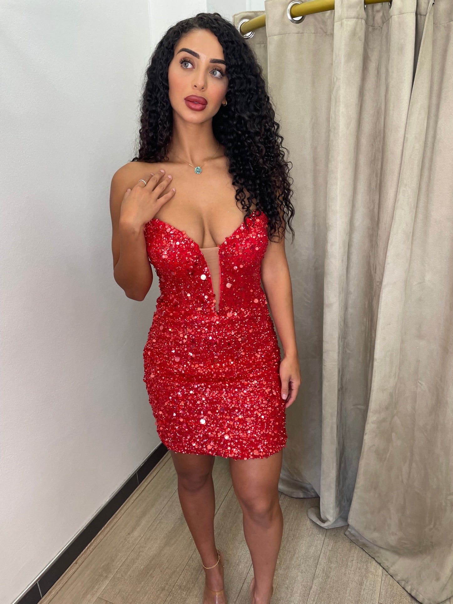 Sbs Amelia Sequin Mini Dress - Red
