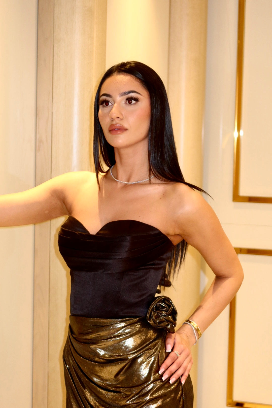 Sbs Adara Metallic Gown -  Gold & Black