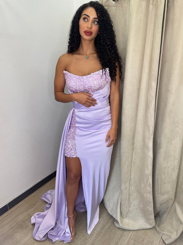 SBS Flora Embellished Strapless Gown - Lilac Purple