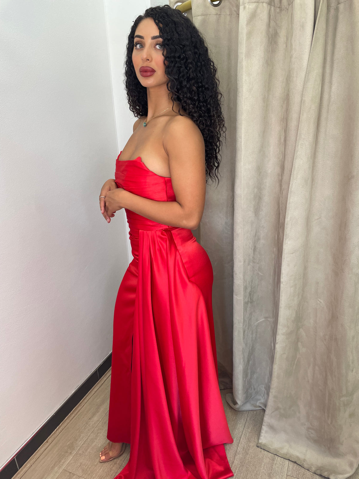 Zara Red Drape Gown