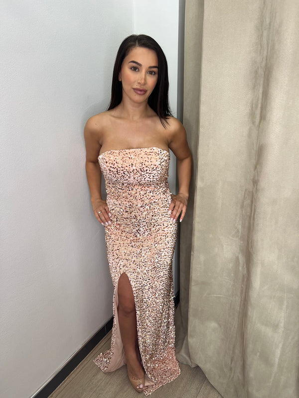 SBS Strapless Embellished Gown - Pink