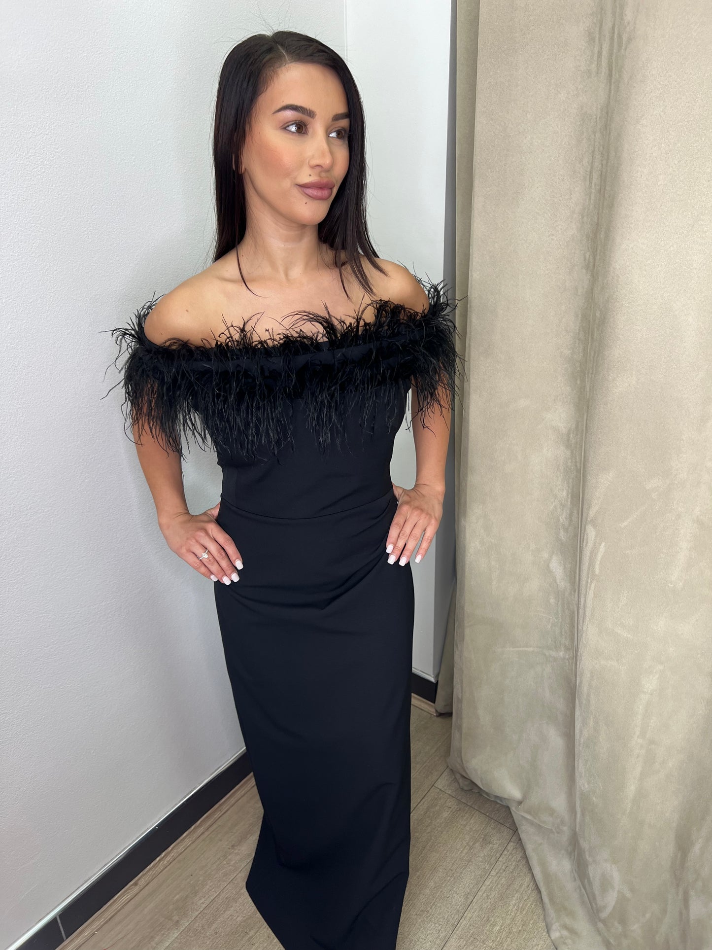 Karren Millen Feather Crepe Dress - Black