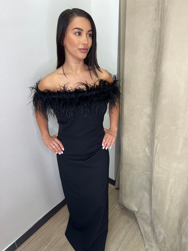Karren Millen Feather Crepe Dress - Black