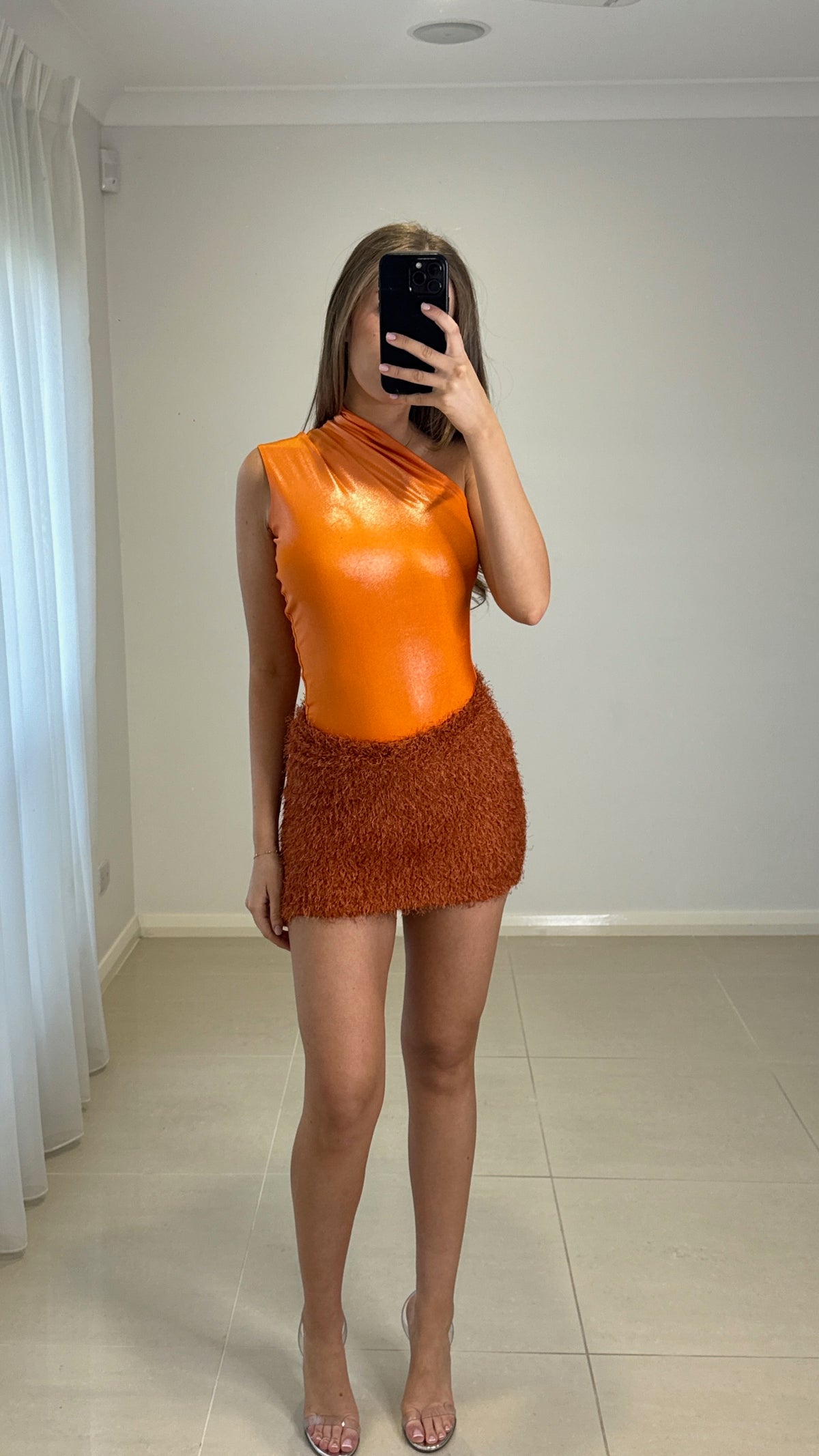 CouCoo Bodysuit Skirt Set - Orange