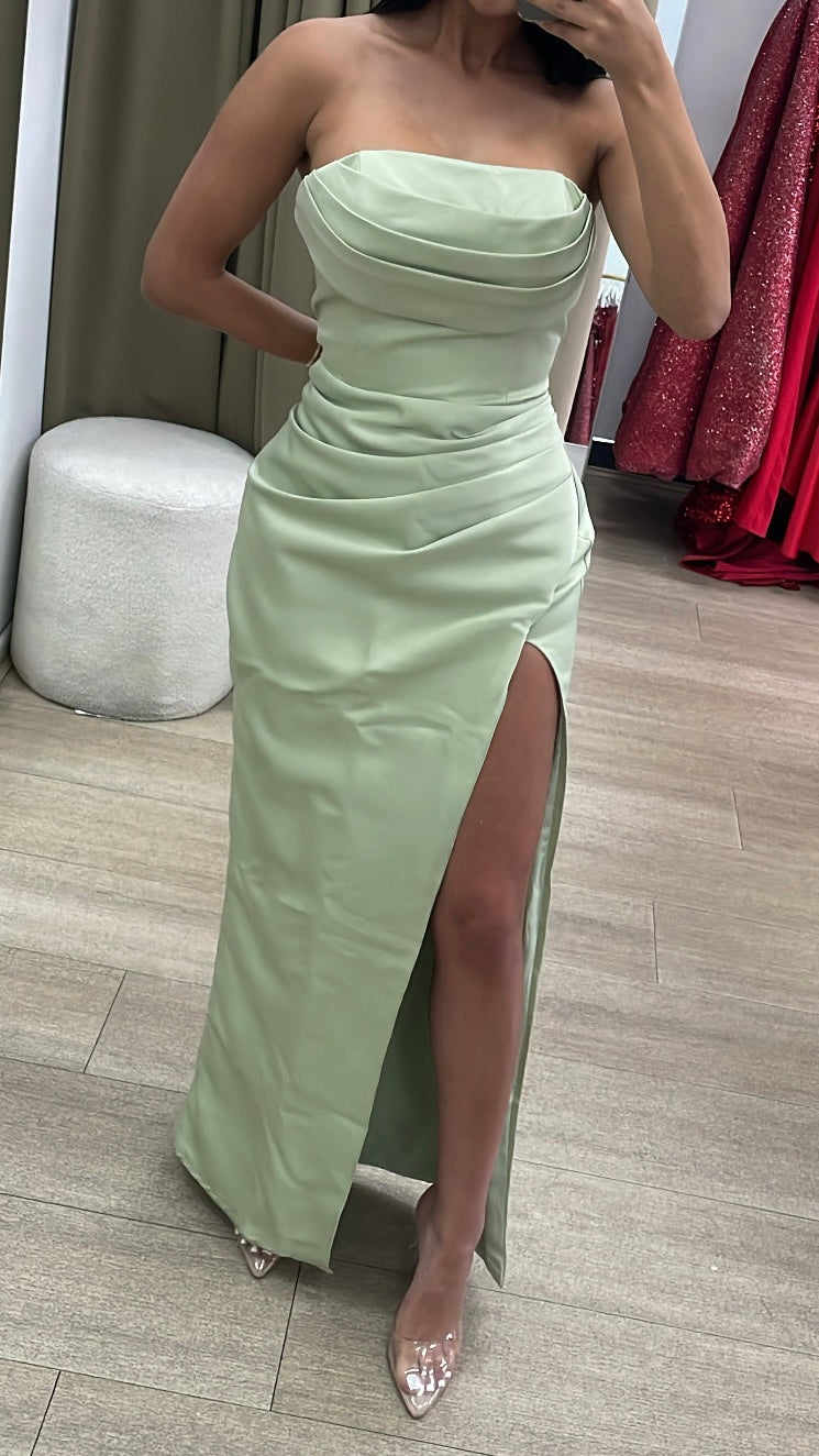 Sbs Cara Strapless Gown - Olive Green