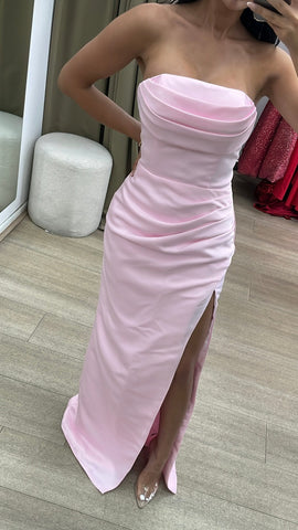 Cara Pink Strapless Gown