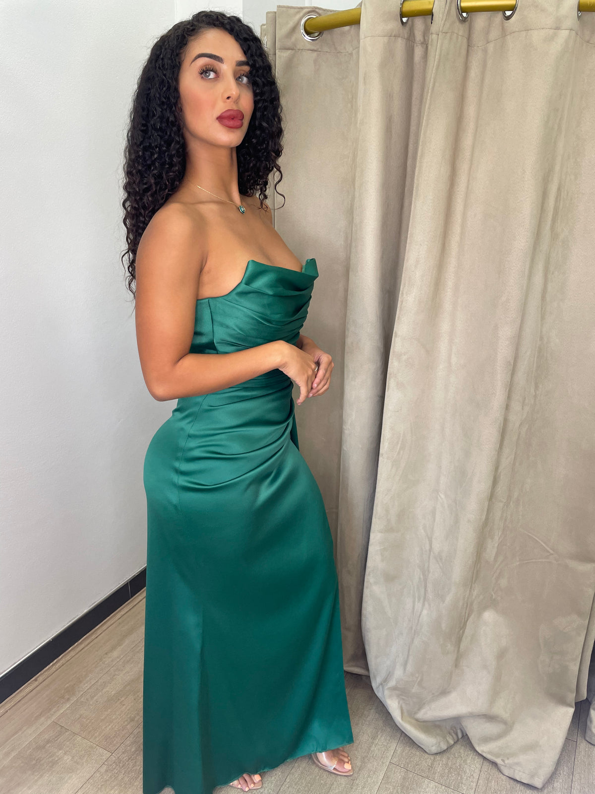 Zara Emerald Green Drape Gown