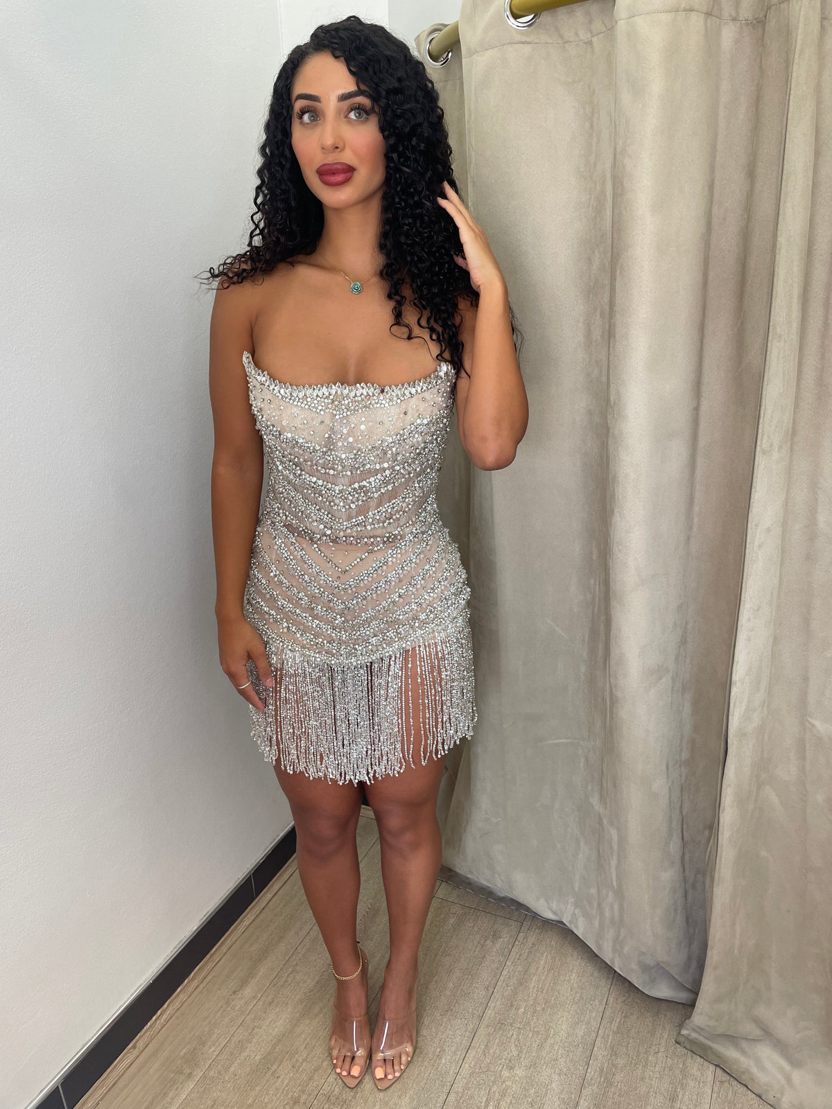Albina Dyla Mini Strapless Embellished