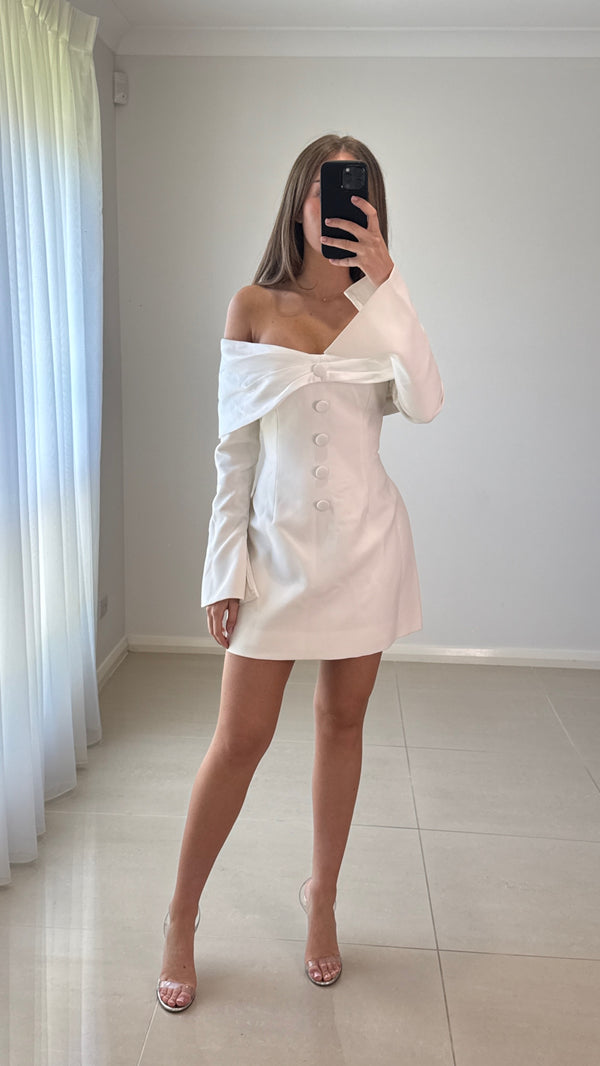 Odd Muse Off Shoulder Mini Dress - White