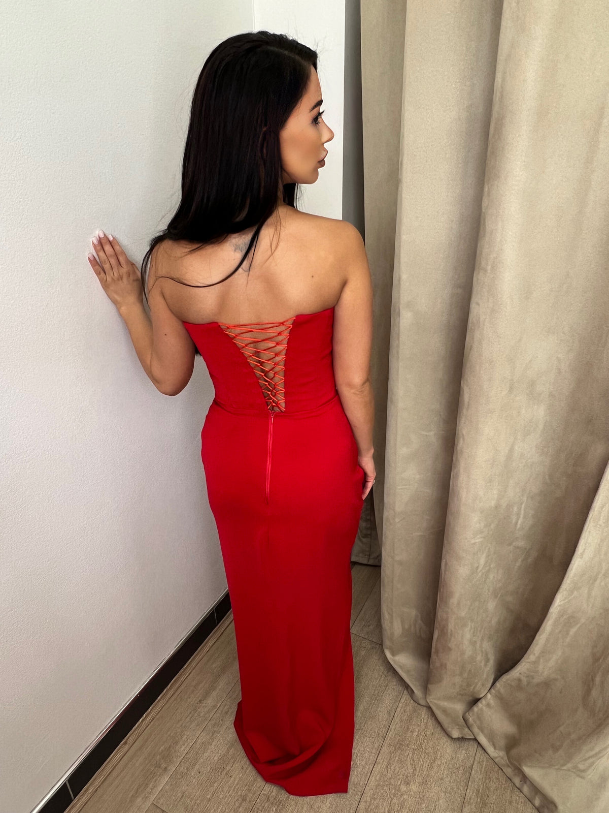 Catalina Red Embellished Gown