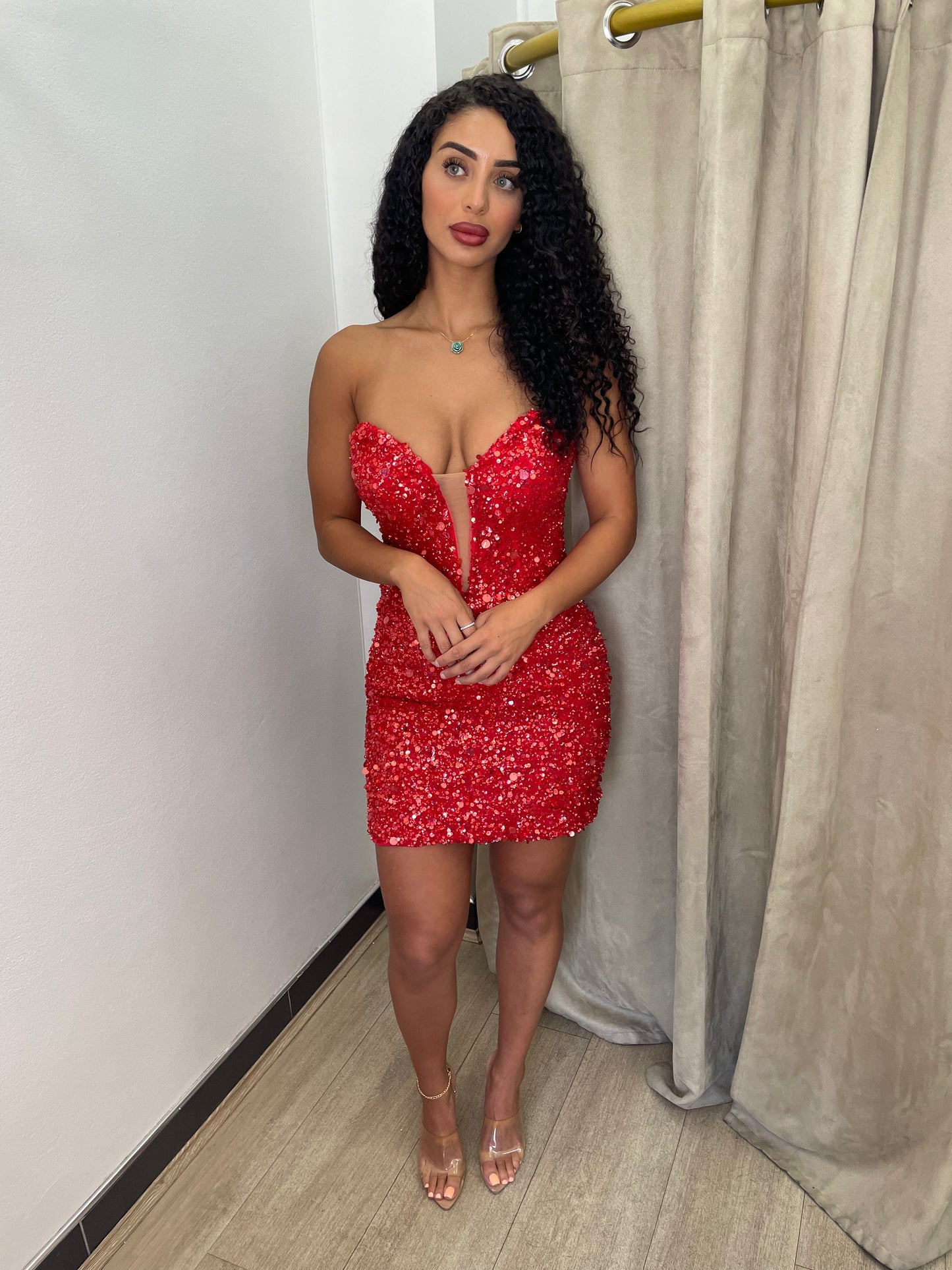 Sbs Amelia Sequin Mini Dress - Red