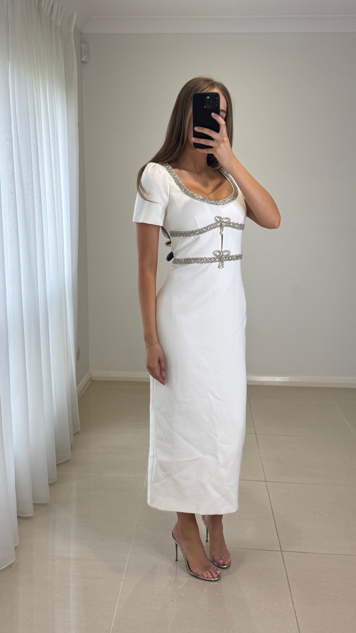 Self Portrait Double Bow Gown - White