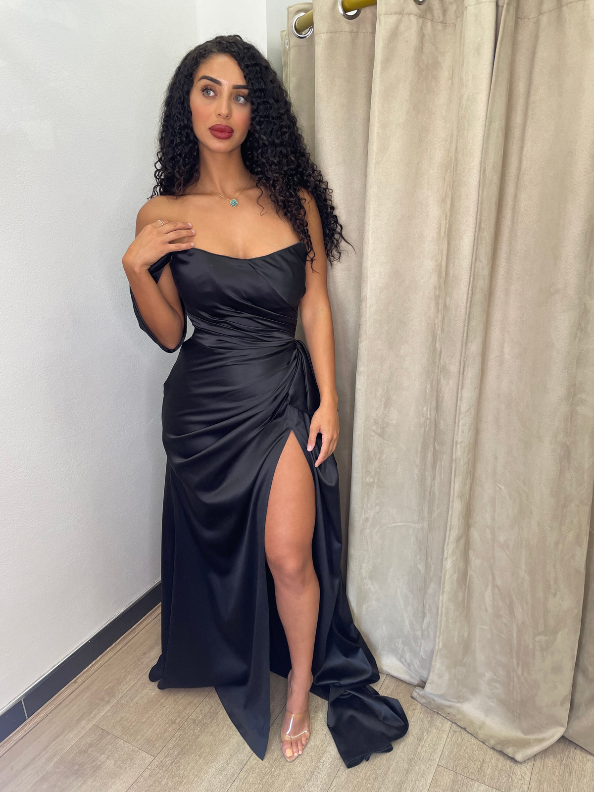 Amara Black Off Shoulder Gown
