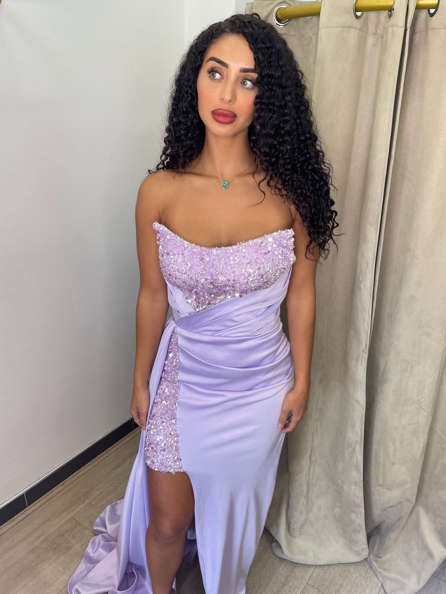 SBS Flora Embellished Strapless Gown - Lilac Purple