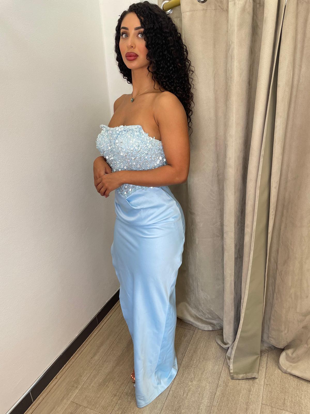 Naomi baby Blue sequin Gown