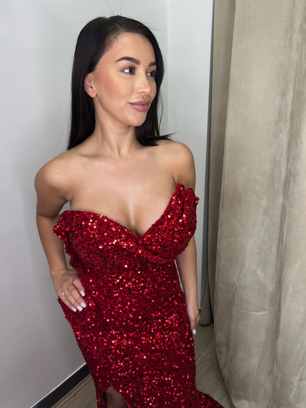 Portia Embellished Red Dress
