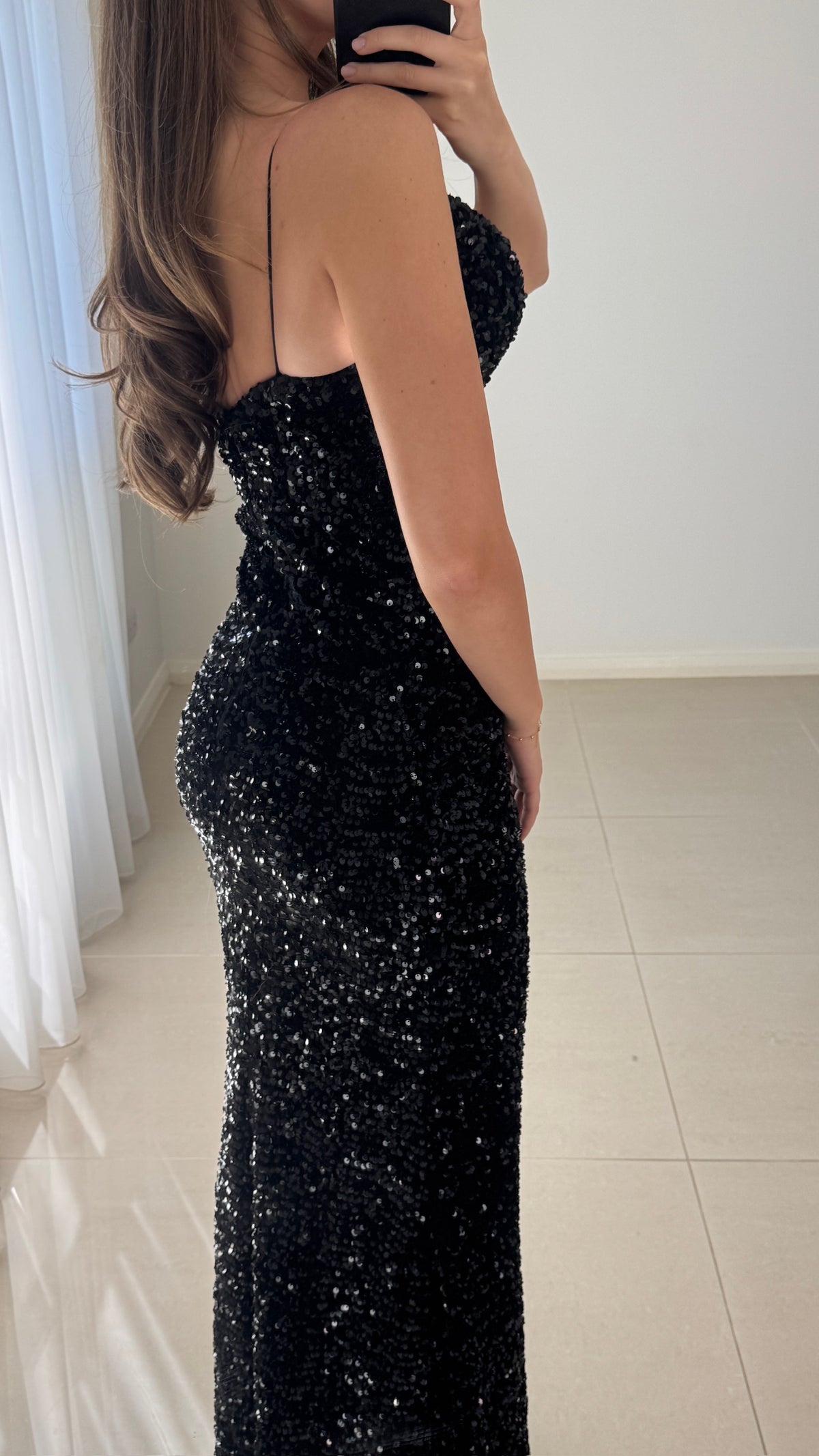 SBS Lara Sequins Plunge Gown - Black