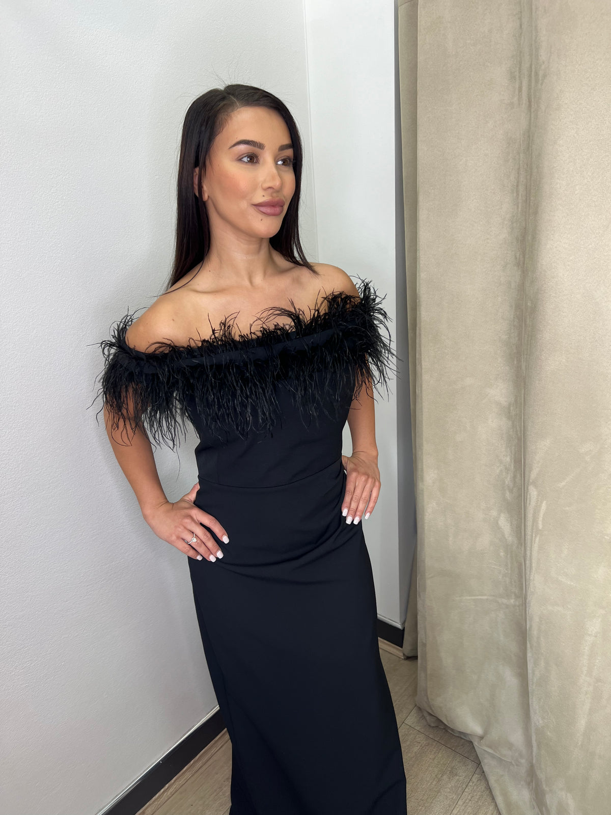 Karren Millen Feather Crepe Dress
