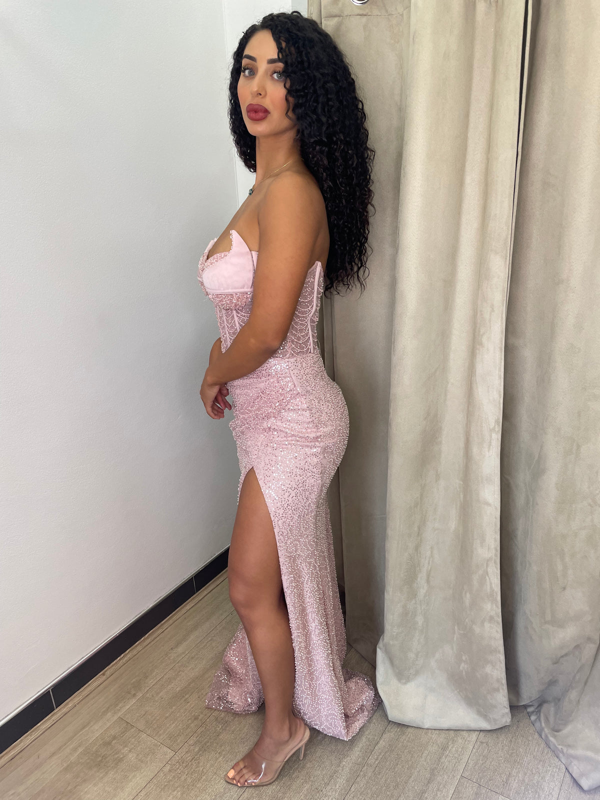 Selene Beaded Pink Gown