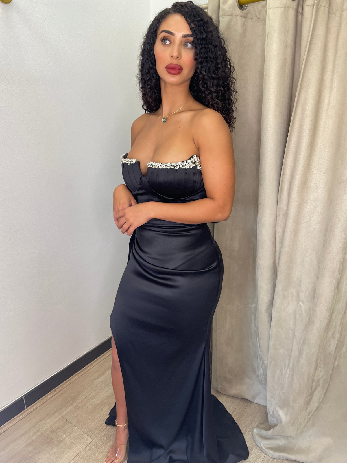 Carly Black Embellished Gown