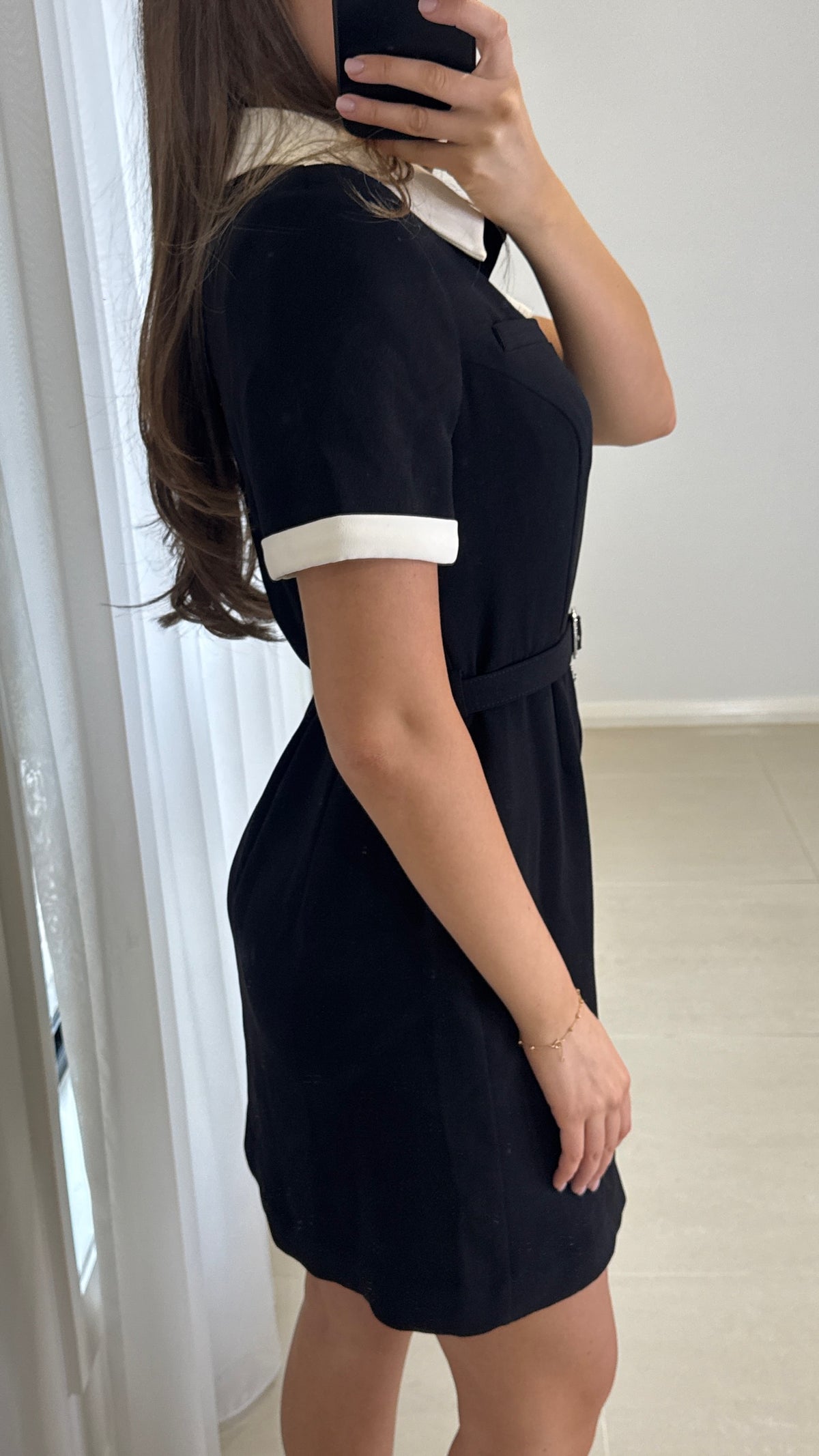 Self Portrait Shirt Dress - Black White