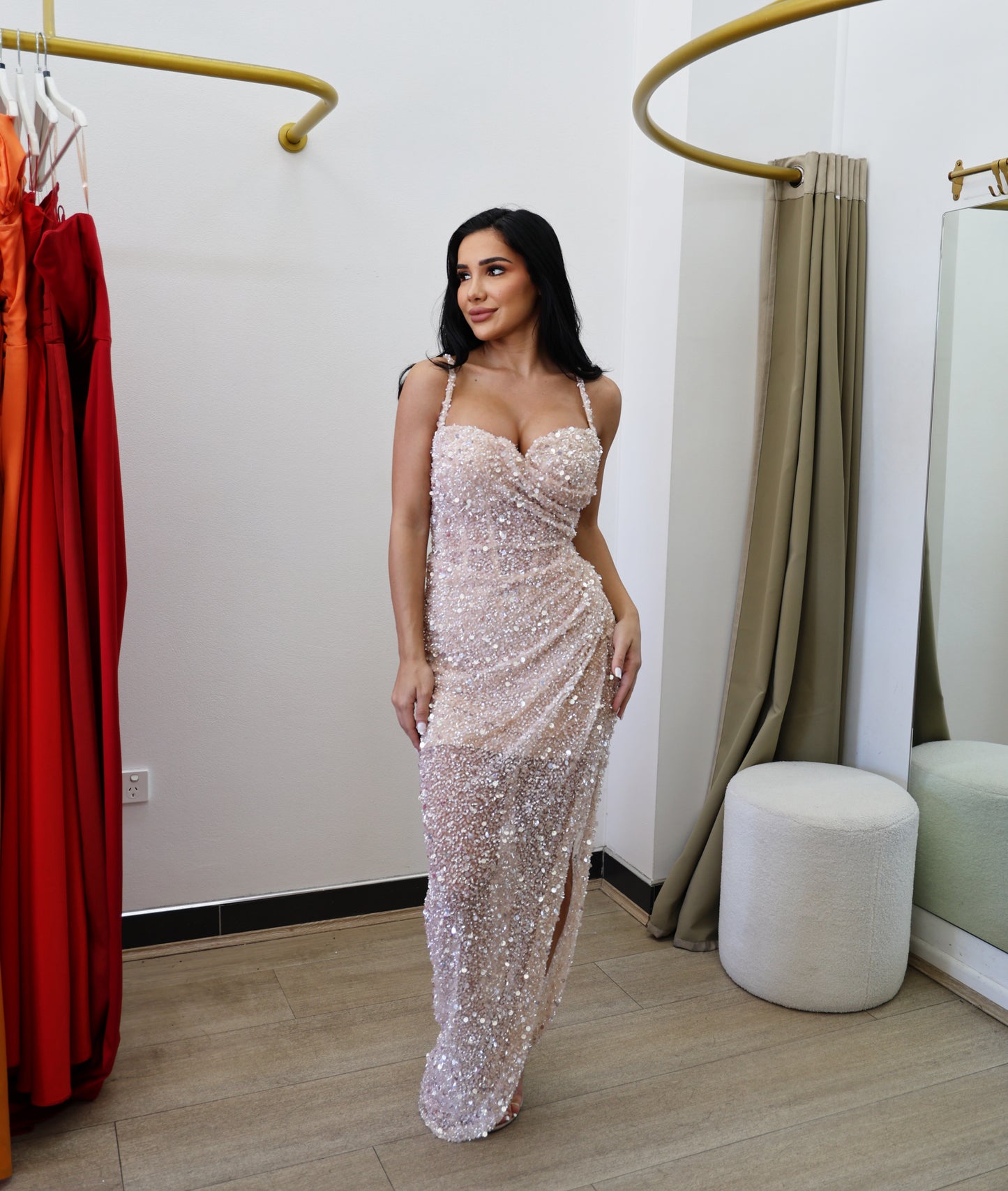 SBS Jay pearl Split Beaded Gown