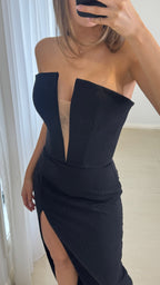 SBS Bree Split Corset Gown - Black