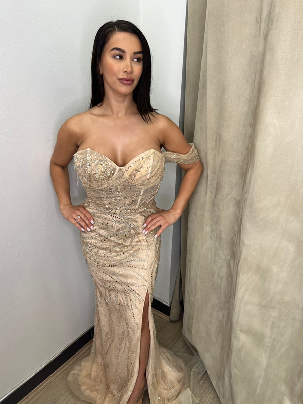 Sbs Amare Beaded Gown - Gold