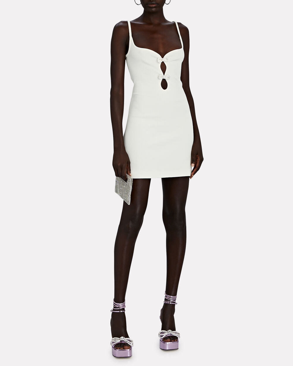 Mach & Mach Crystal Bow Mini Dress - White