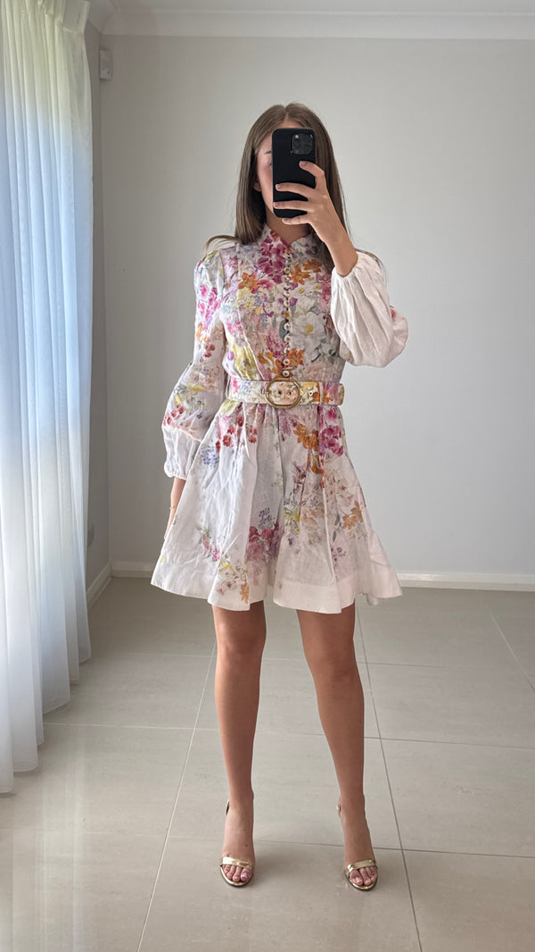 Zimmermann Natura Buttoned Mini Dress