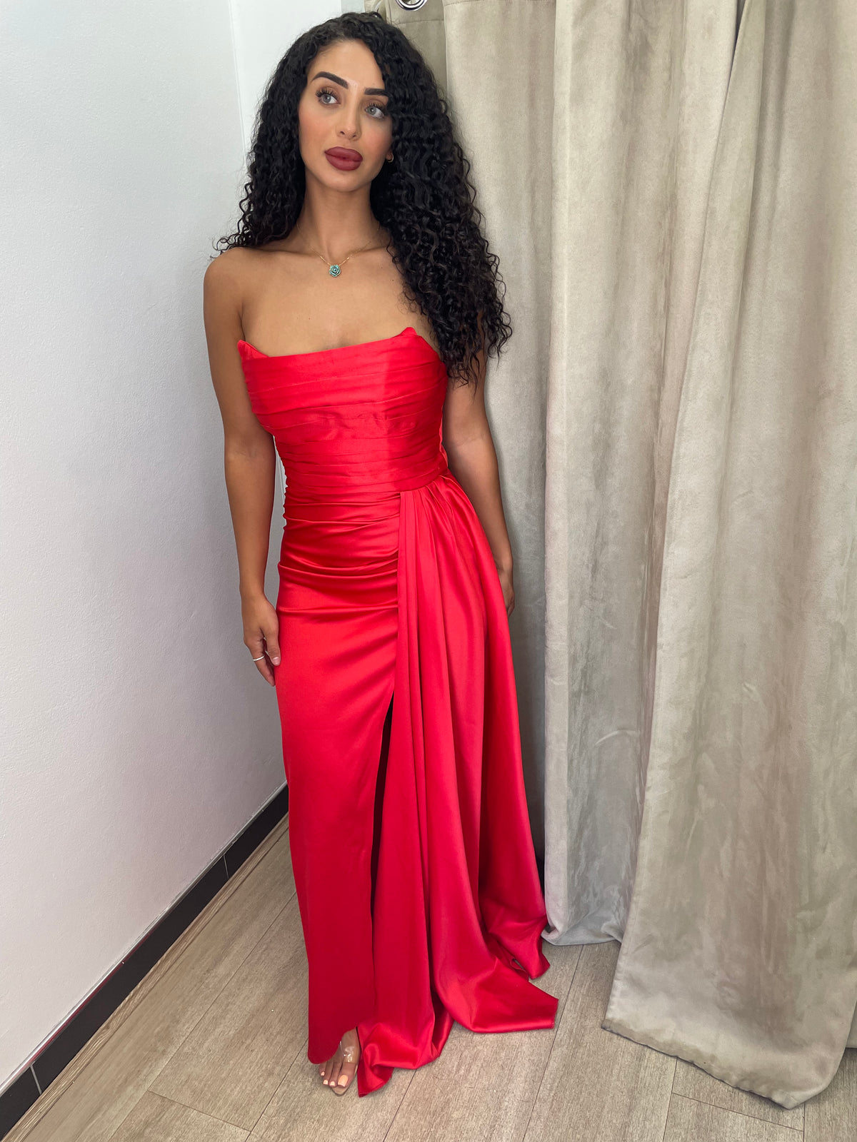 Zara Red Drape Gown