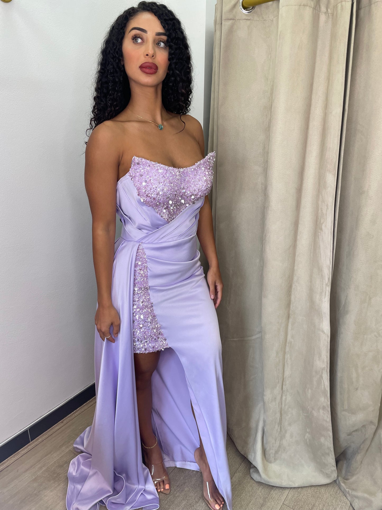 SBS Flora Embellished Strapless Gown - Lilac Purple