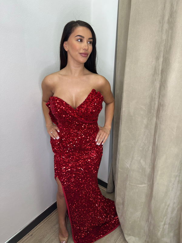 SBS Portia Embellished Dress - Red