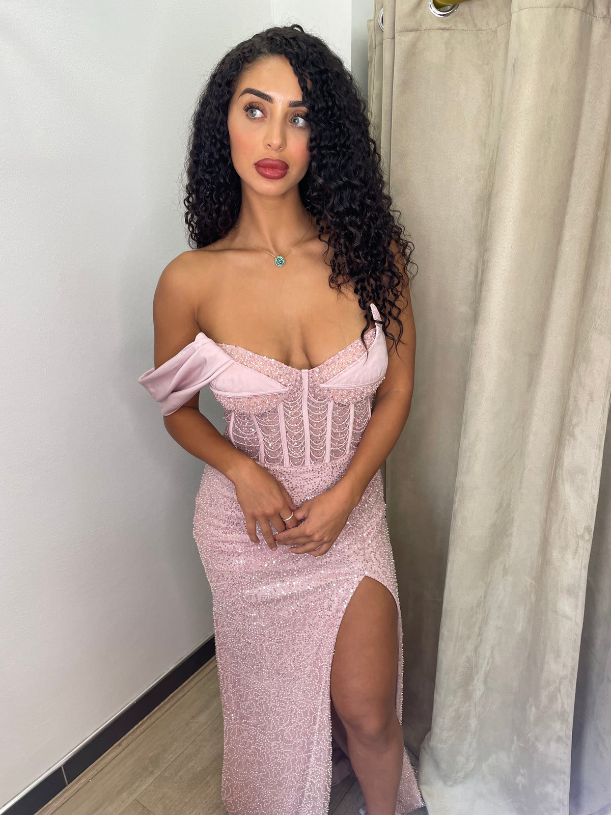 Selene Beaded Pink Gown