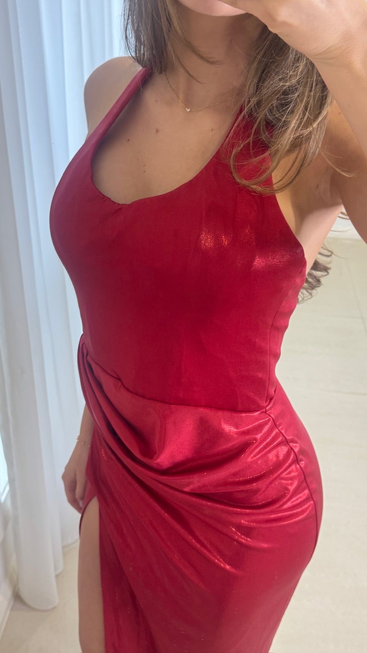 SBS Karma Stretch Corset Halter Gown - Pearl Red
