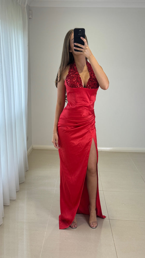SBS Nica Embellished Gown - Red