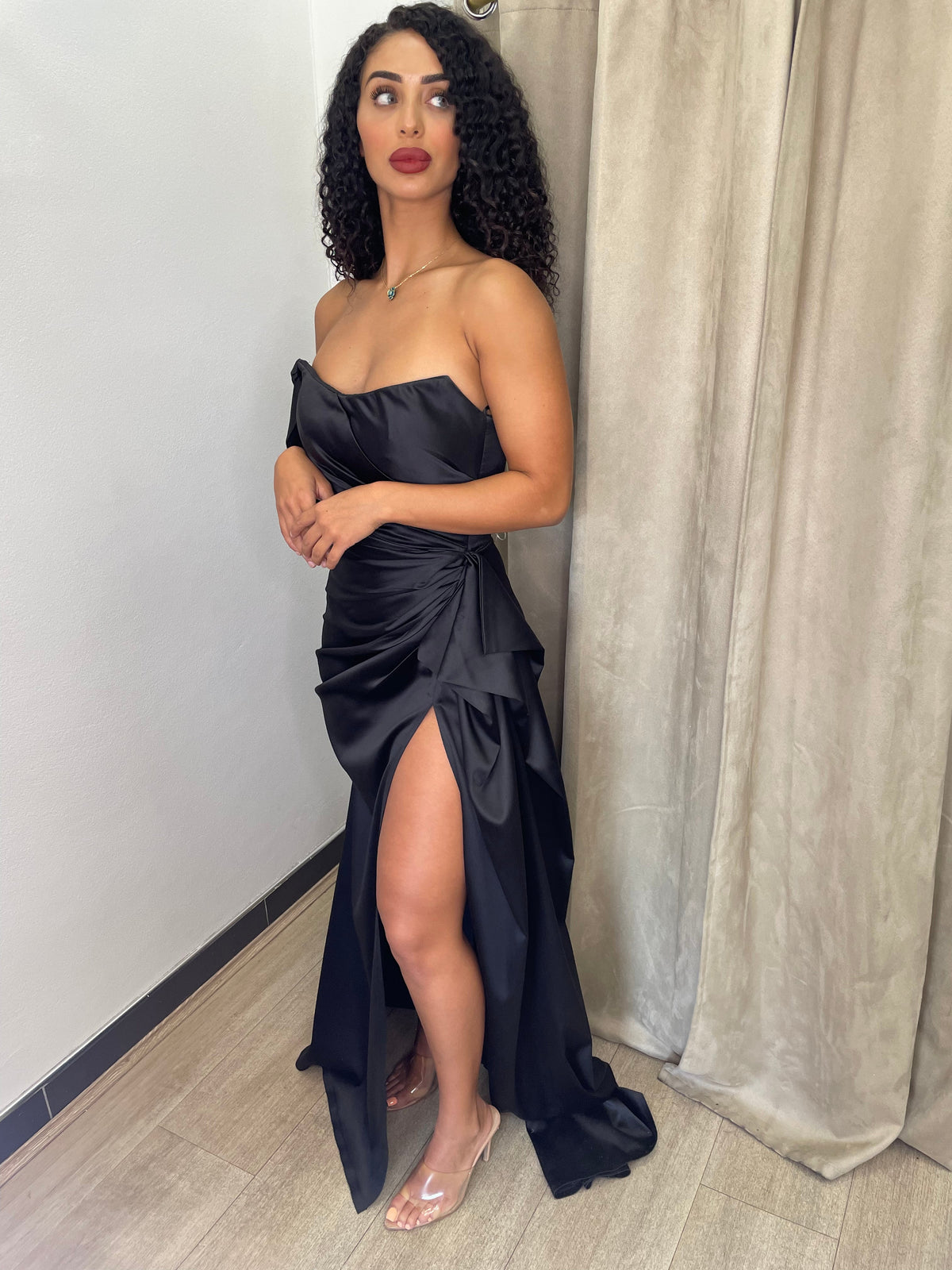 Amara Black Off Shoulder Gown