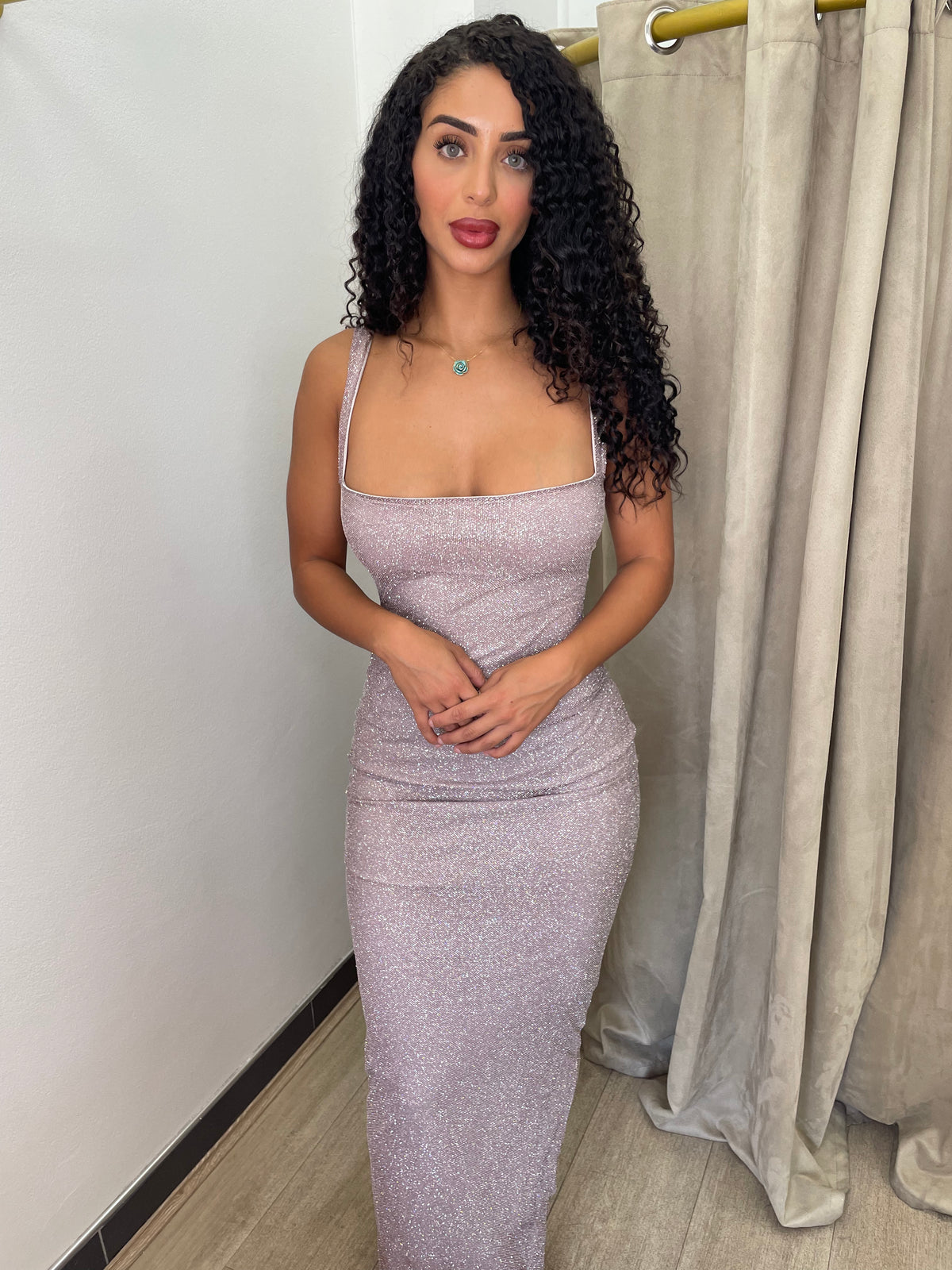 Sasha Silver Glitter Gown
