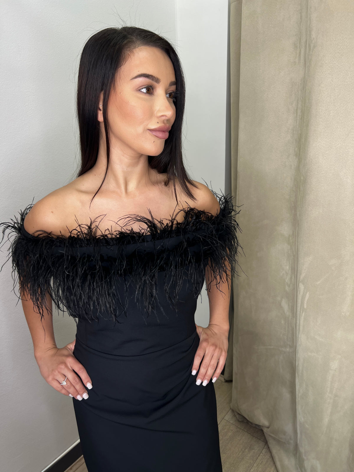 Karren Millen Feather Crepe Dress